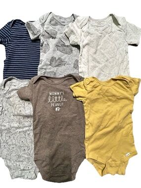 Toddler Boy One Piece Short Sleeve Bodysuits Bears Elephants Size 18-24 Months